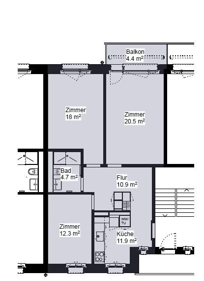 3 rooms apartment