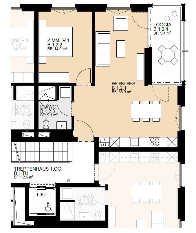 2 ½ rooms apartment