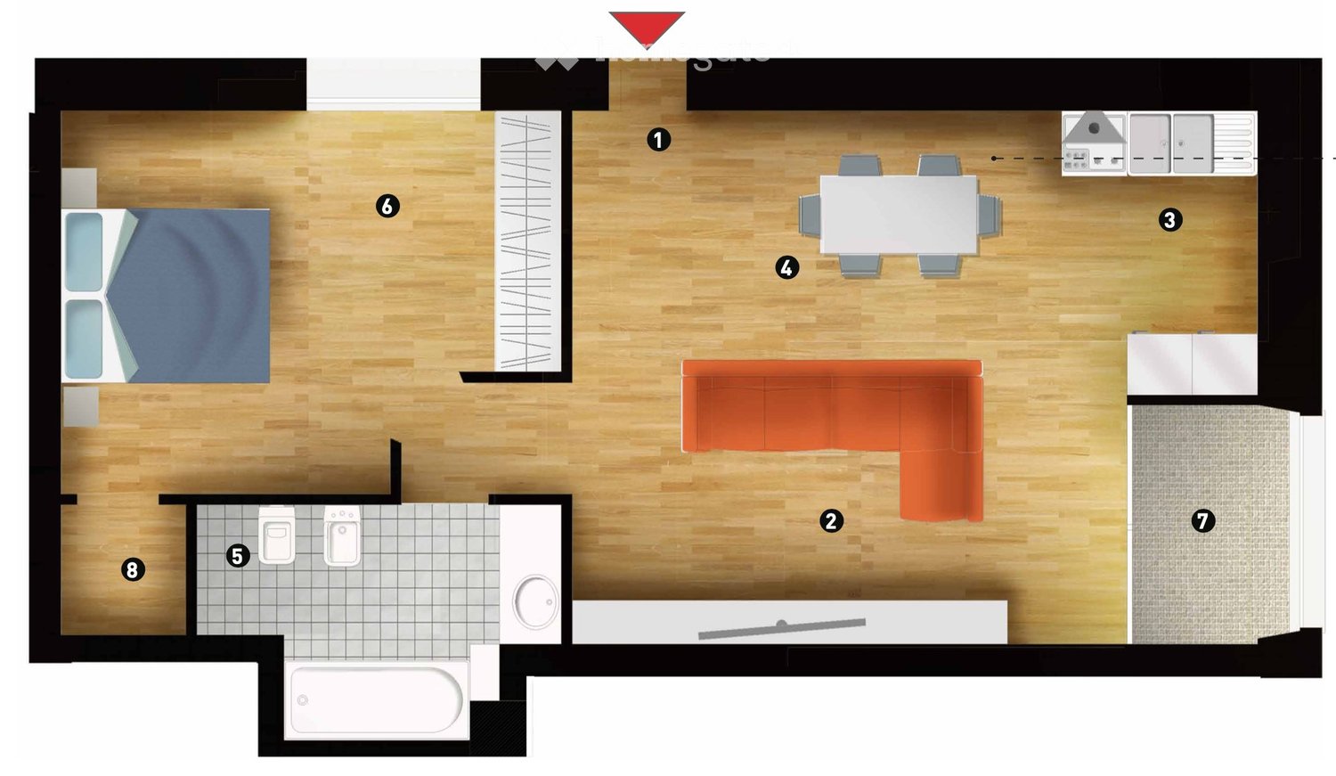 2 ½ Zimmer Wohnung, Foto 5 von 5