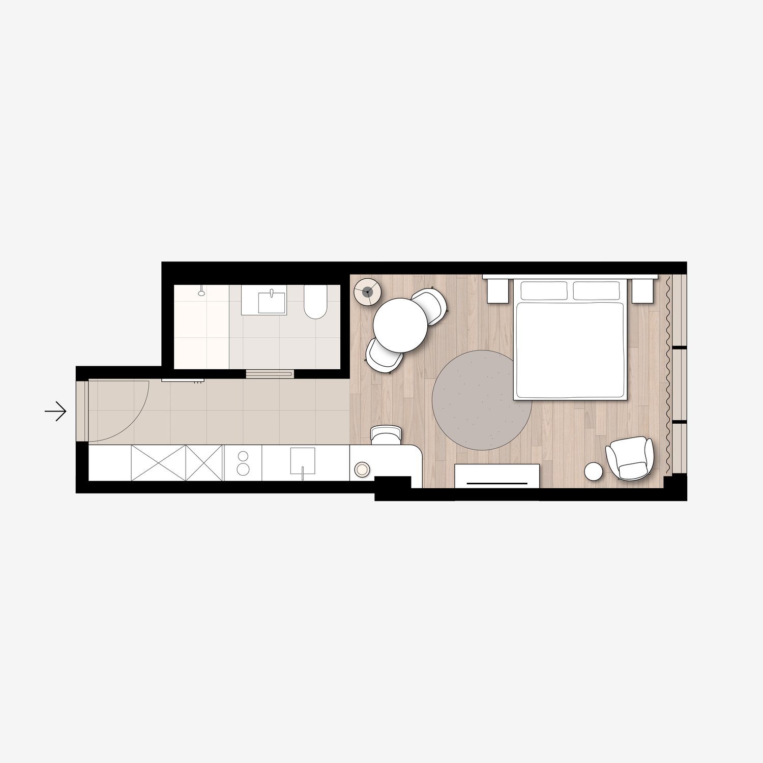1 room apartment, Foto 6 von 10