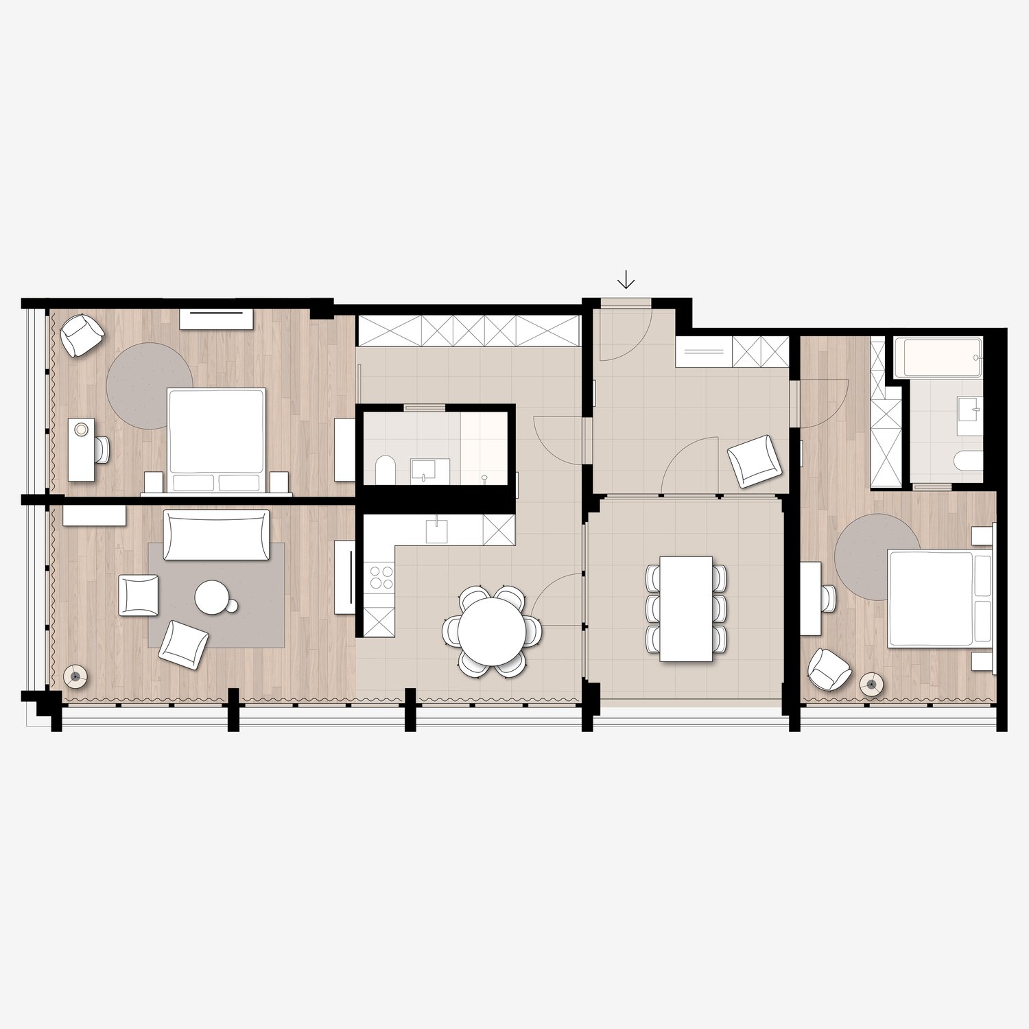 3 ½ rooms furnished flat