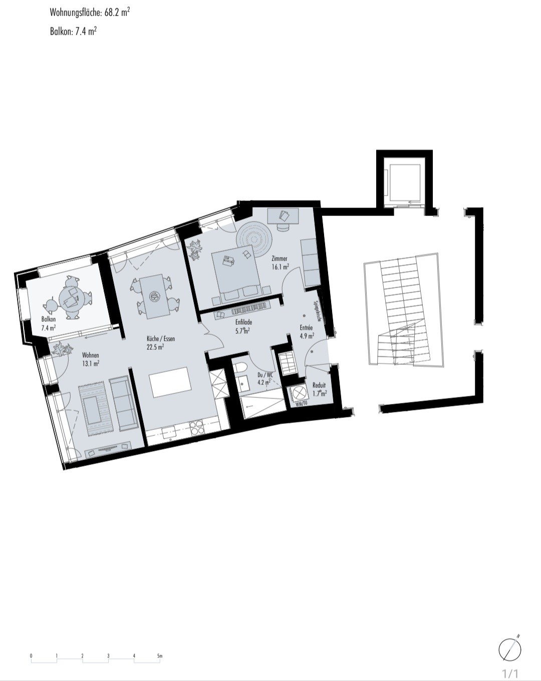 1 ½ Zimmer-Wohnung