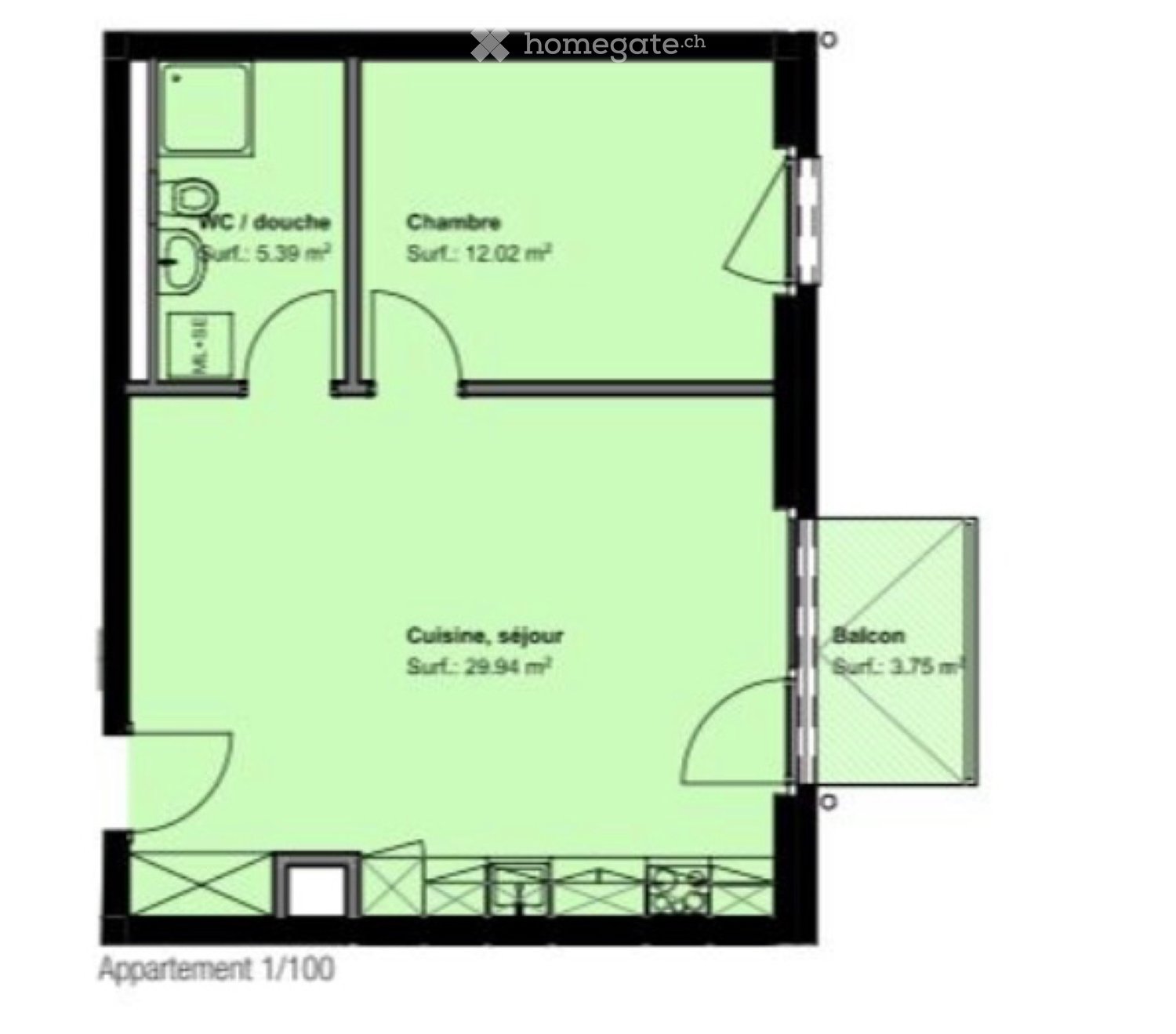 2 rooms apartment