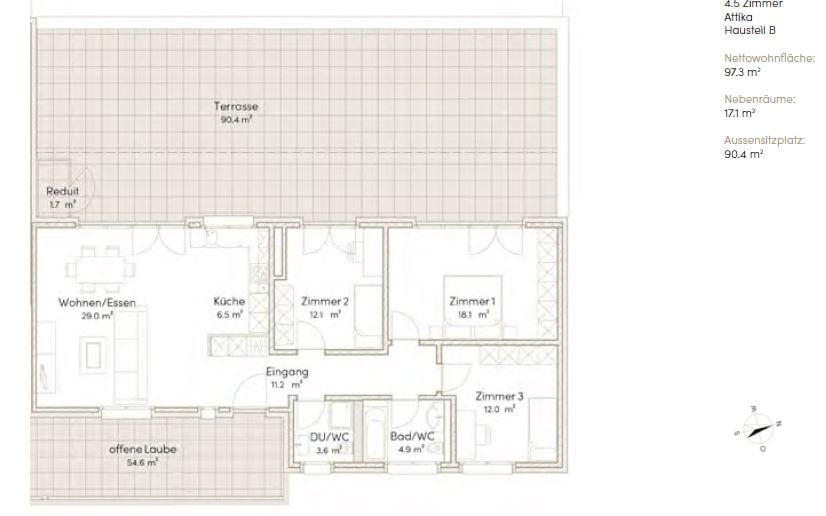 Appartement en attique de 4 ½ pièces