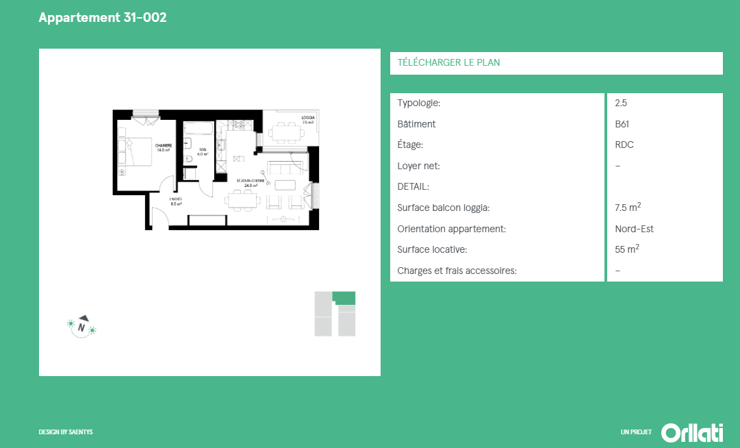 2 ½ rooms apartment