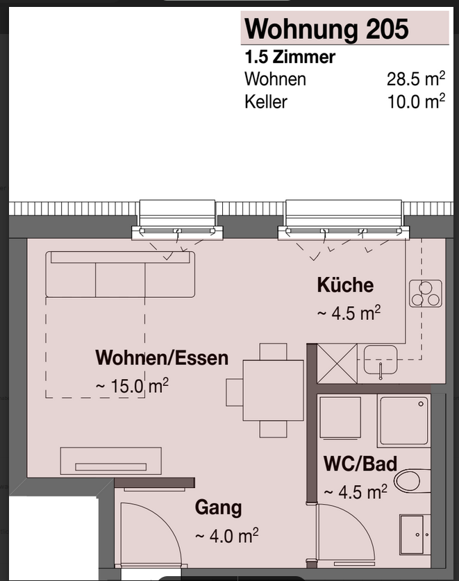 1 ½ pièces appartement