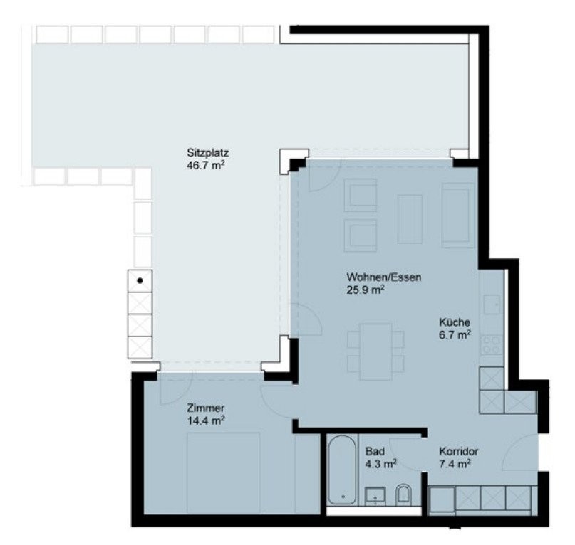 Appartement meublé de 2 ½ pièces