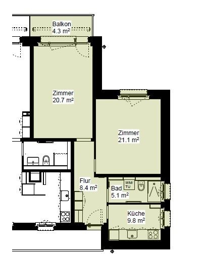 2 rooms apartment