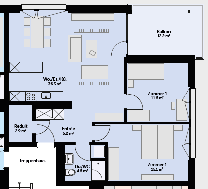 2 ½ rooms attic flat