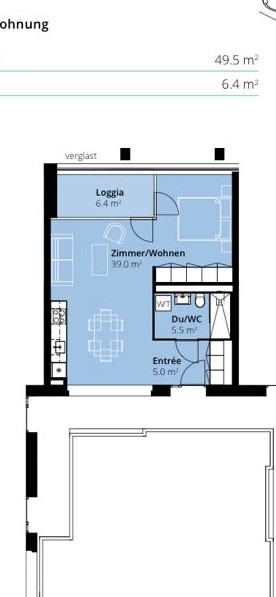 1 ½ rooms apartment, photo 2 sur 9