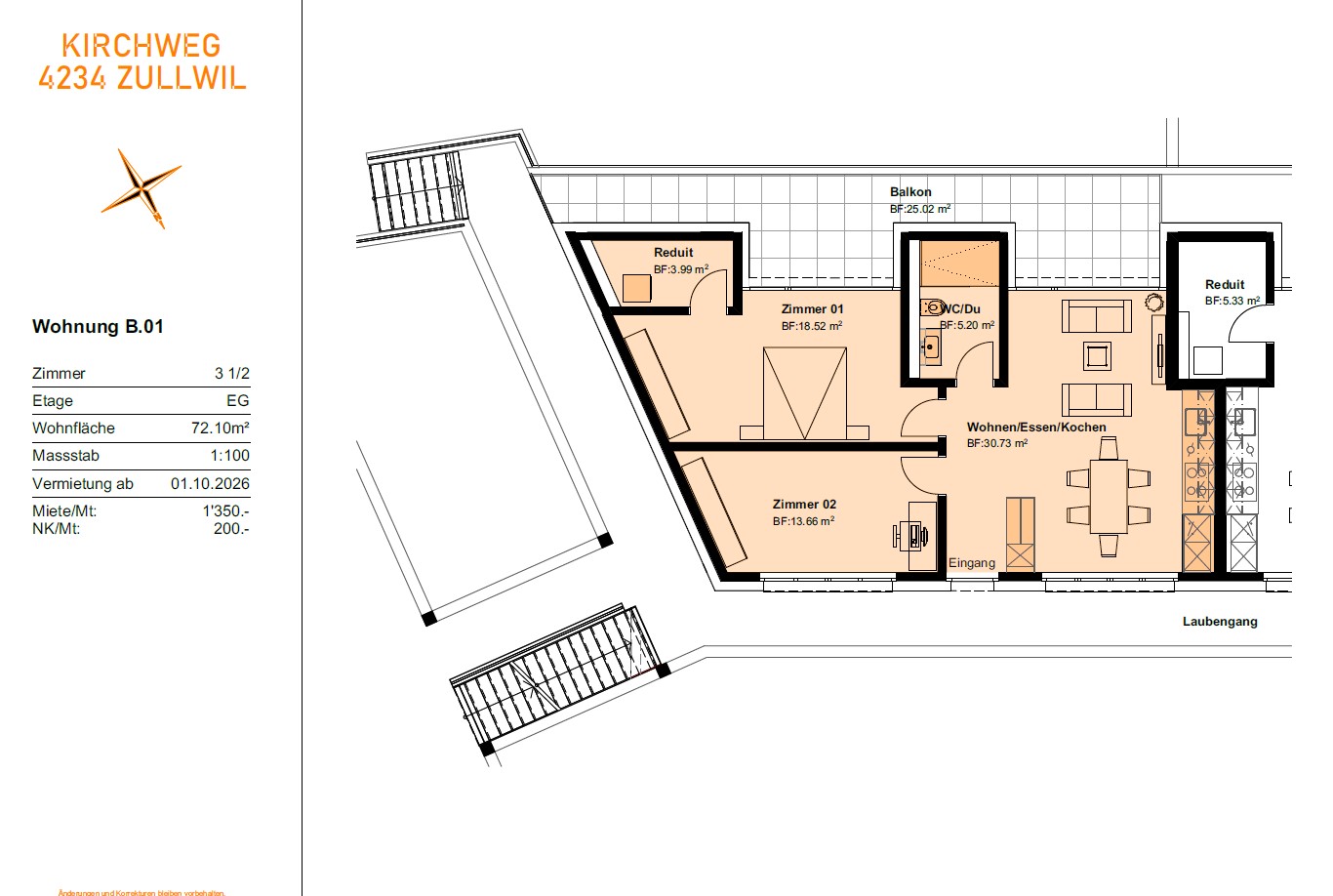 Appartamento di 3 ½ locali