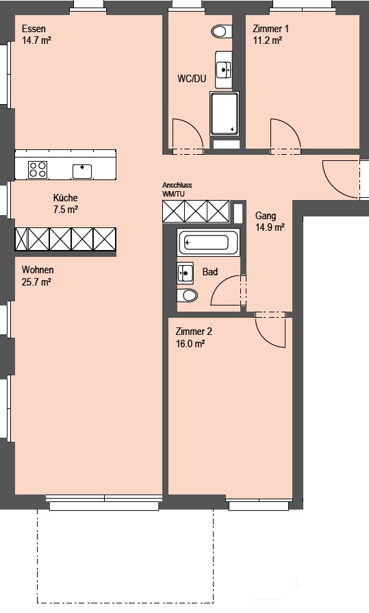 3 ½ rooms apartment