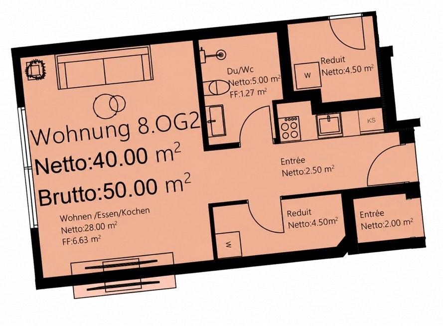 1 ½ rooms apartment