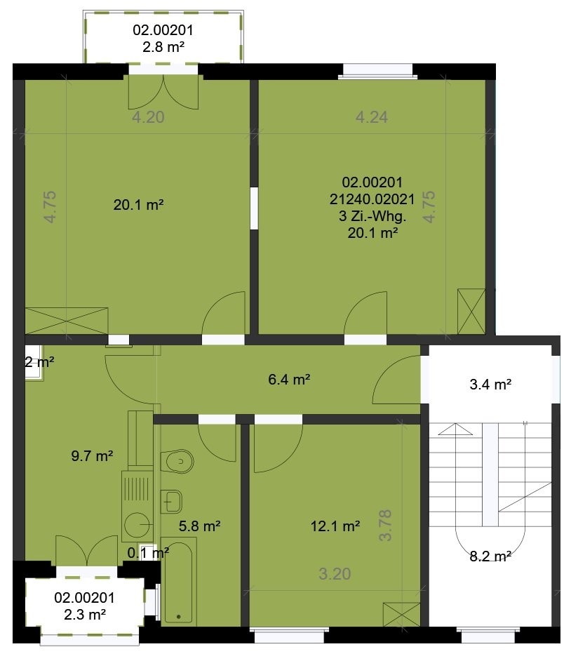 3 rooms apartment, Foto 9 von 10