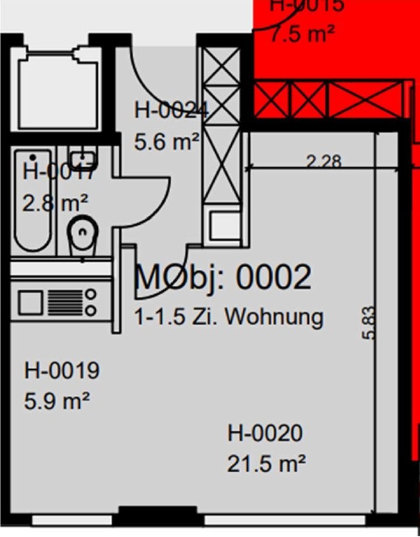 2 ½ rooms apartment