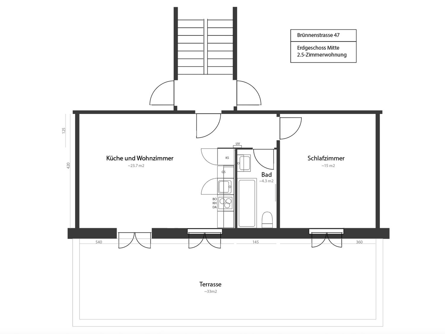 1 ½ rooms apartment
