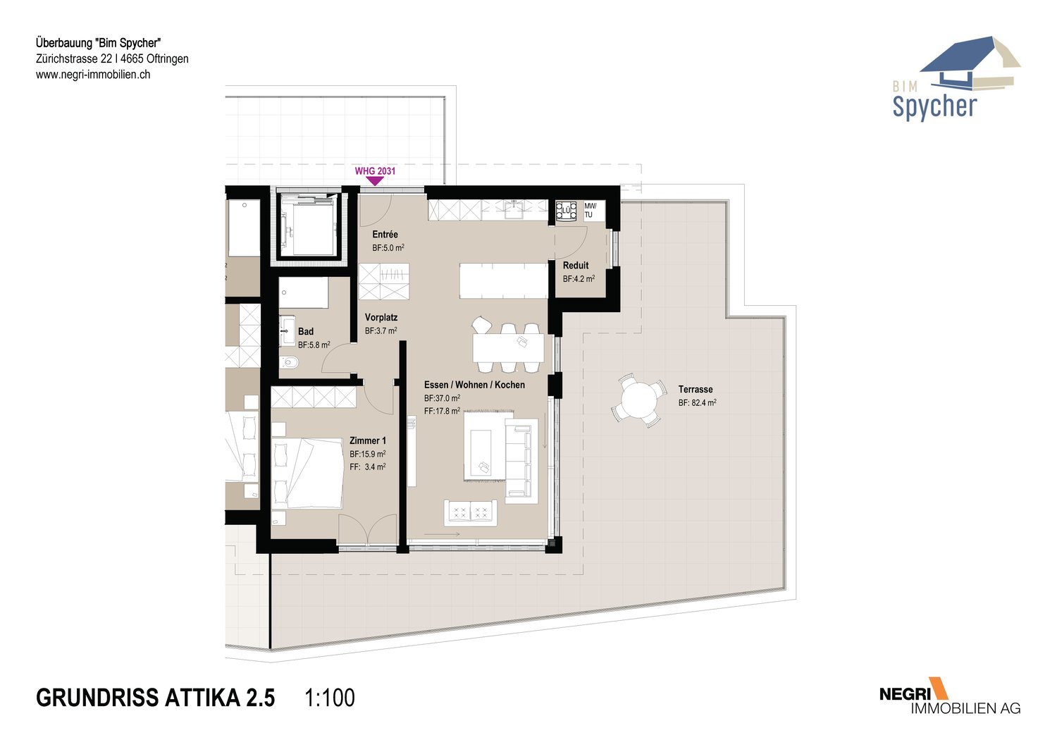 2 ½ rooms attic flat