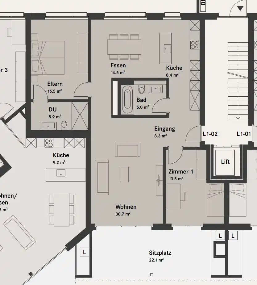 3 ½ rooms apartment