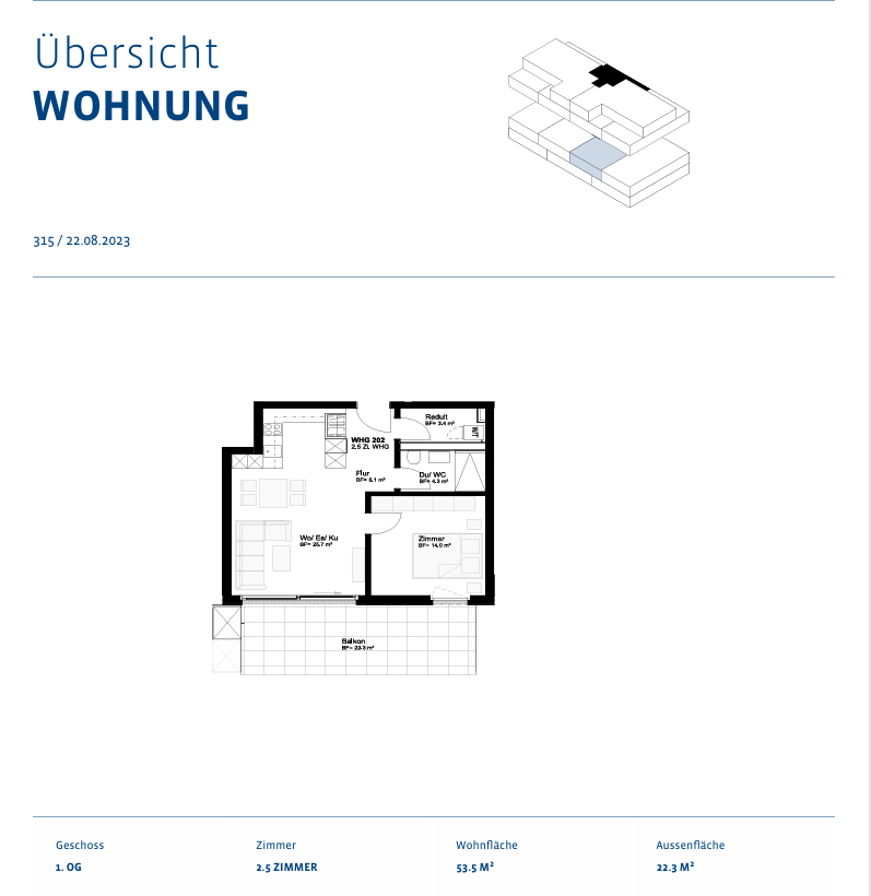 1 ½ rooms apartment