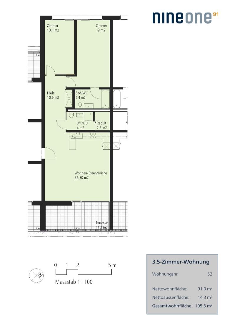 2 ½ rooms apartment