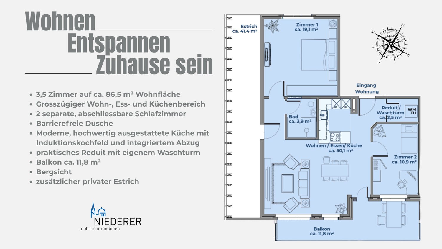 3 ½ rooms roof flat, Foto 2 von 7