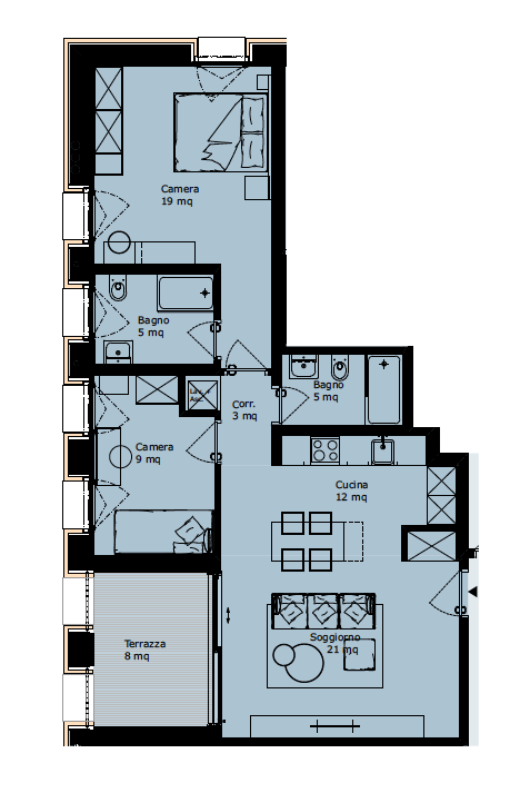 3 ½ rooms furnished flat