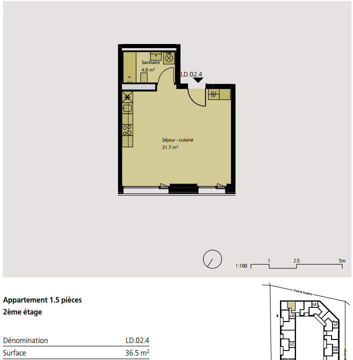 1 ½ rooms apartment