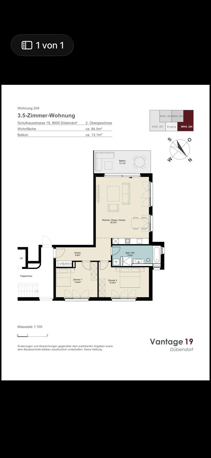 3 ½ rooms apartment