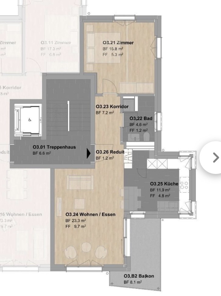 2 ½ pièces appartement