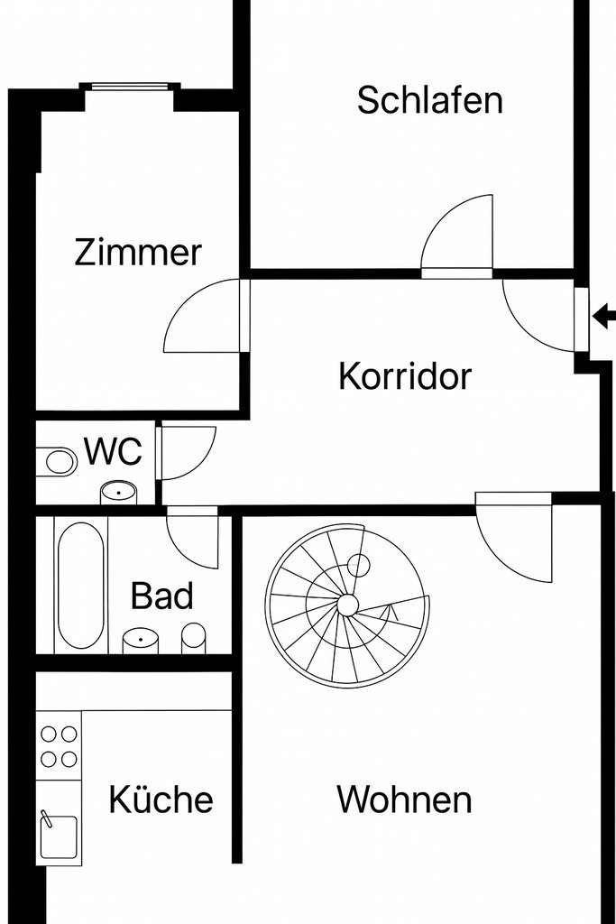 3 ½ pièces duplex
