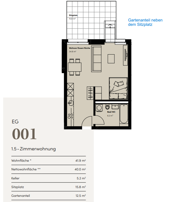 1 ½ rooms apartment, Foto 4 von 10