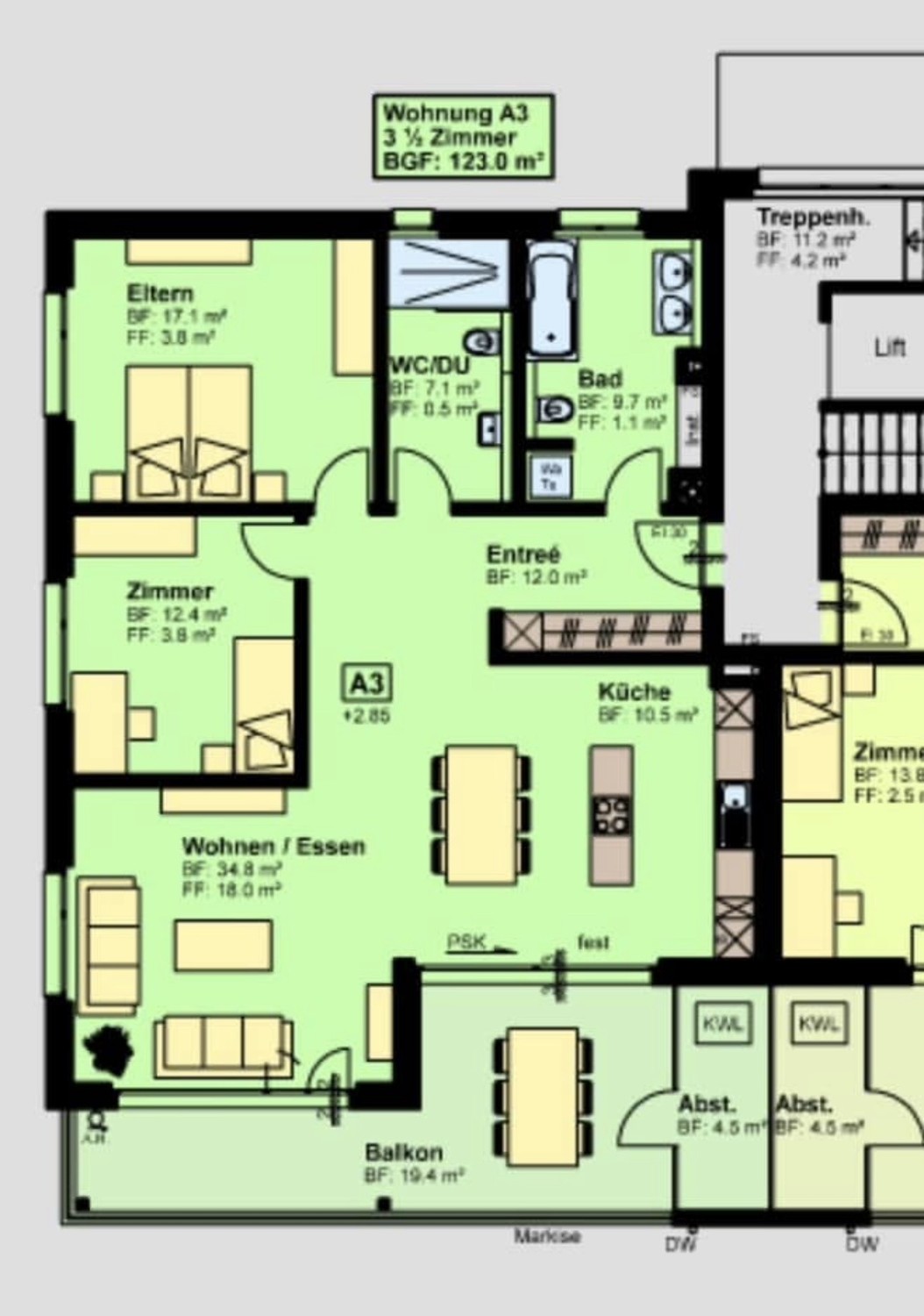 3 ½ pièces appartement