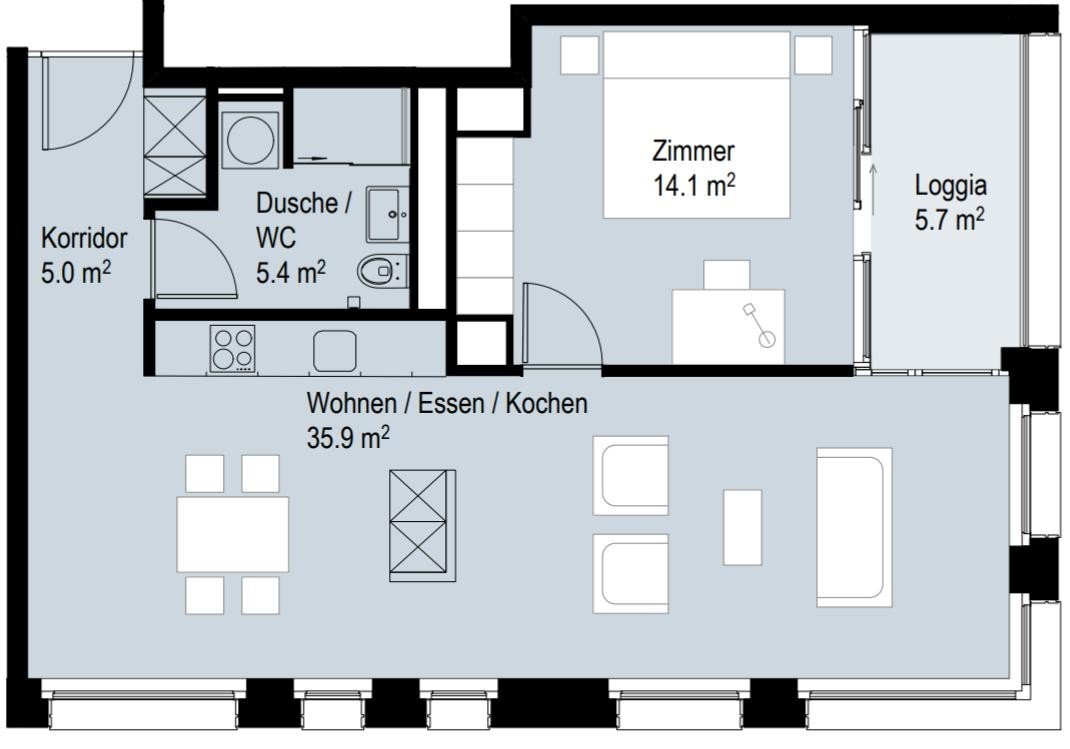 2 ½ rooms apartment