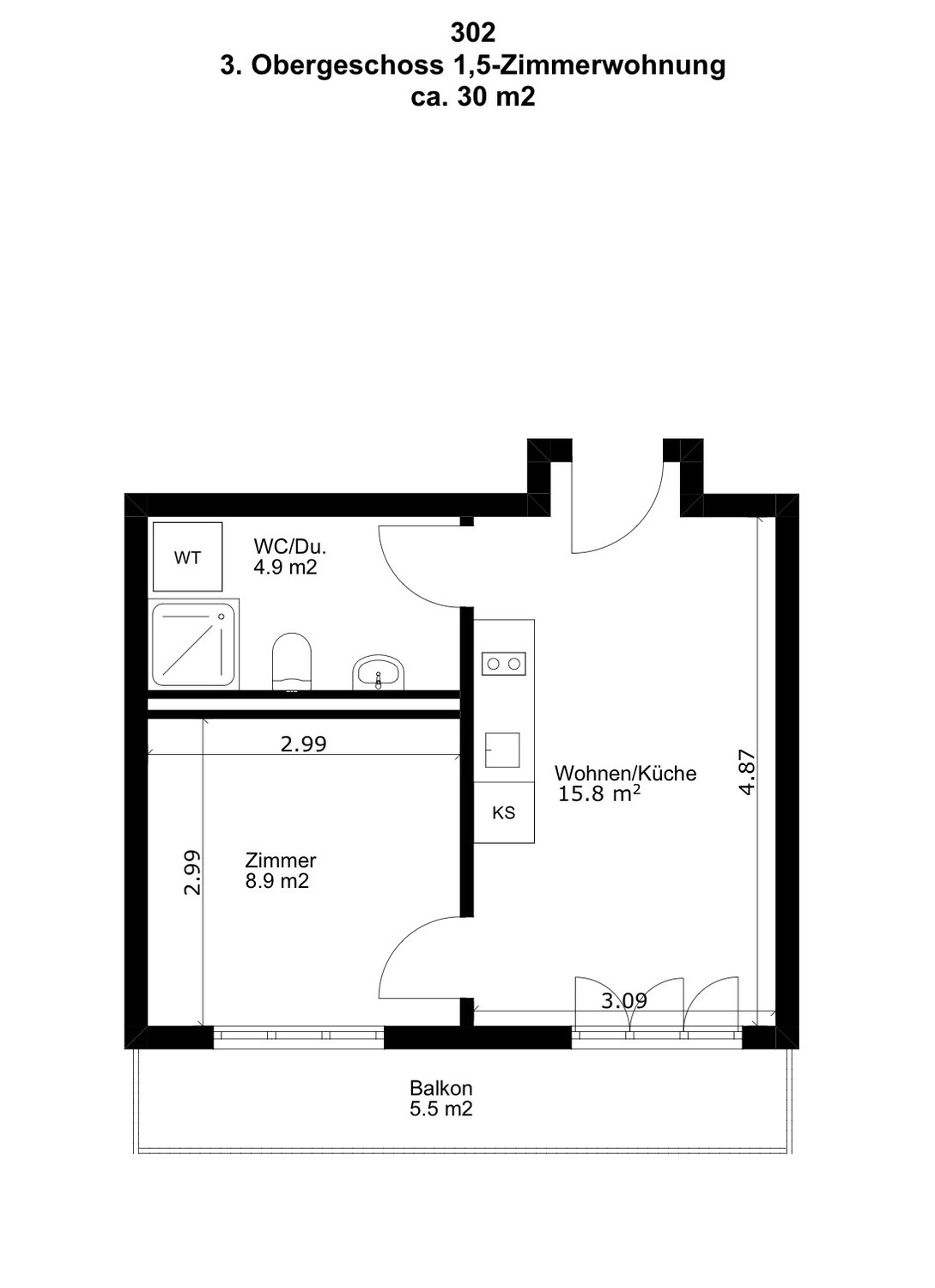 1 ½ Zimmer Wohnung, Foto 8 von 10