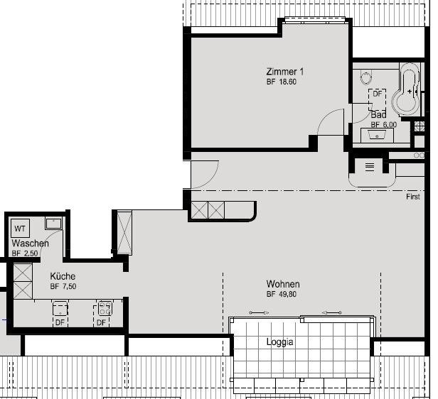 2 rooms roof flat