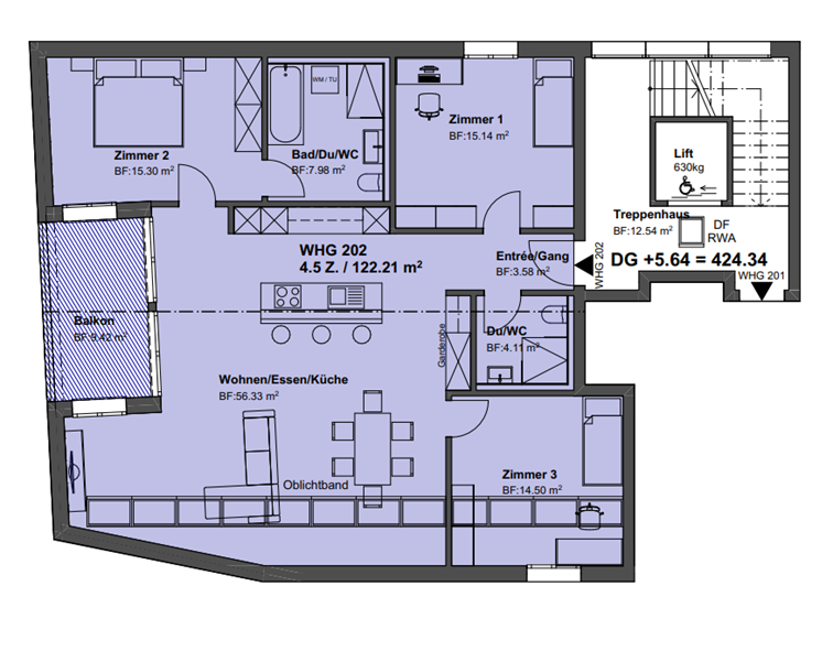 Appartement mansardé de 3 ½ pièces