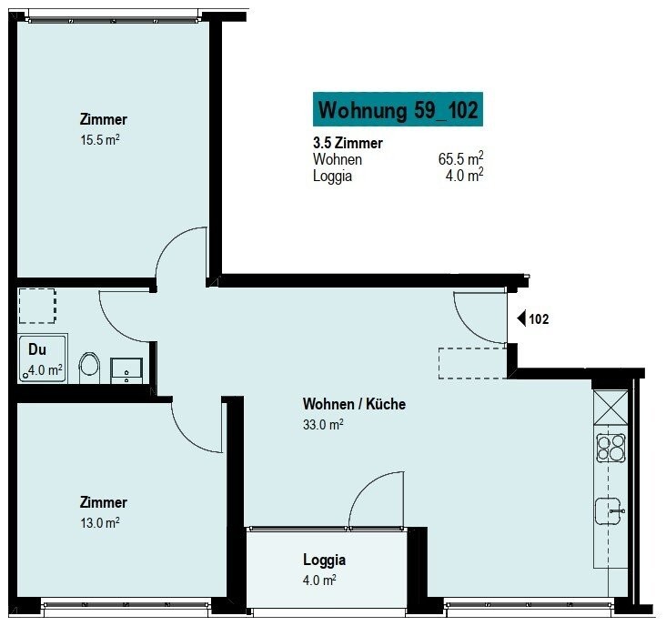 3 ½ rooms apartment