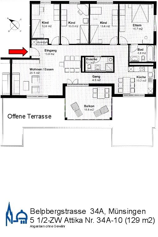 5 ½ rooms attic flat