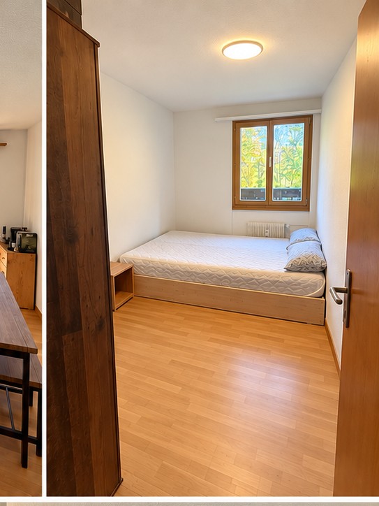 Stanza disponibile in un appartamento condiviso a Gstaad.

Avrai la tua camera da letto privata e il tuo bagno privato, con il resto dell'appartamento condiviso con un'altra persona.

l'appartamento dispone di un'ampia zona giorno, cucina completamente attrezzata e terrazza con bellissime viste.