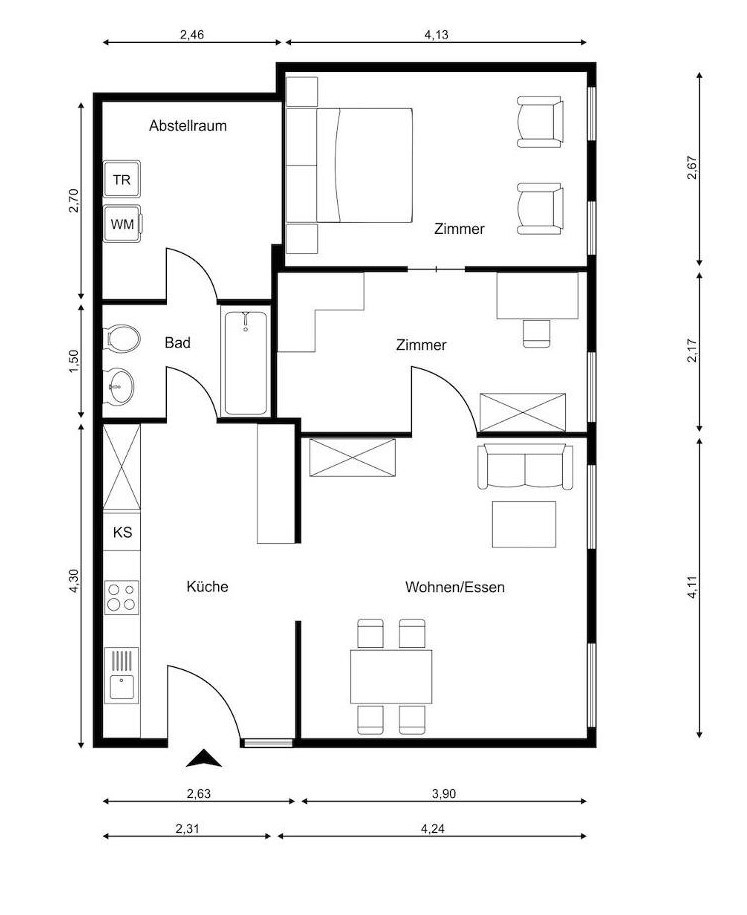 3 rooms apartment, Foto 5 von 5