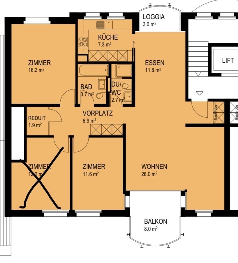 3 ½ rooms furnished flat