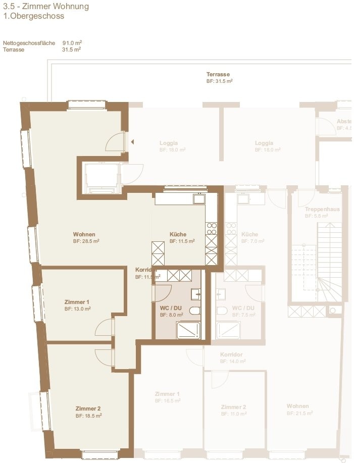 Appartement de 3 ½ pièces
