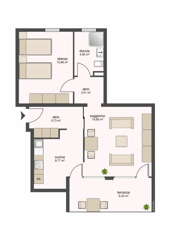 2 ½ rooms apartment