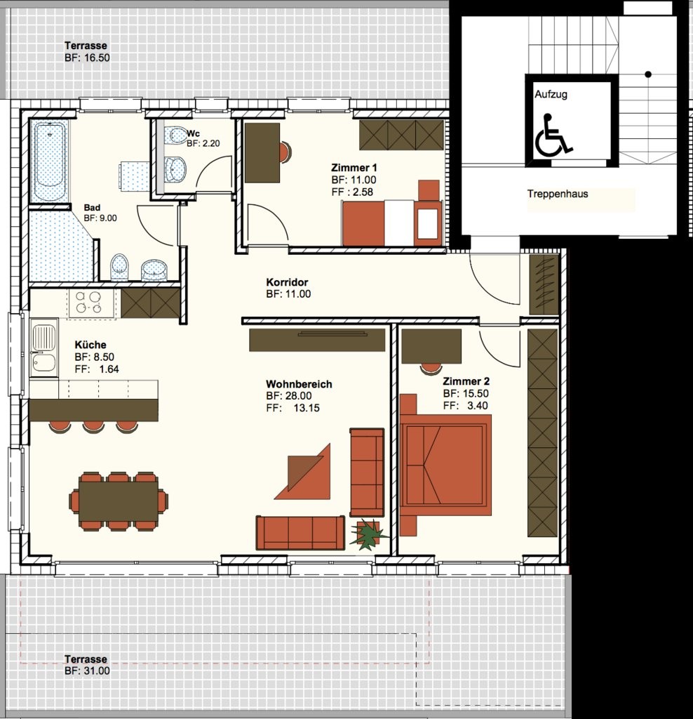 3 ½ rooms attic flat