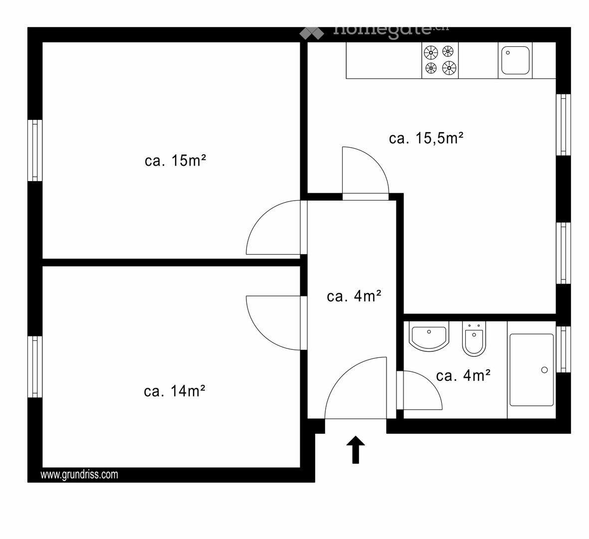 2 rooms apartment, Foto 5 von 5