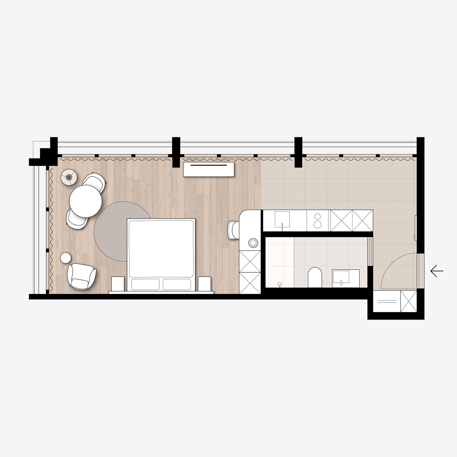 1 room apartment, Foto 5 von 10