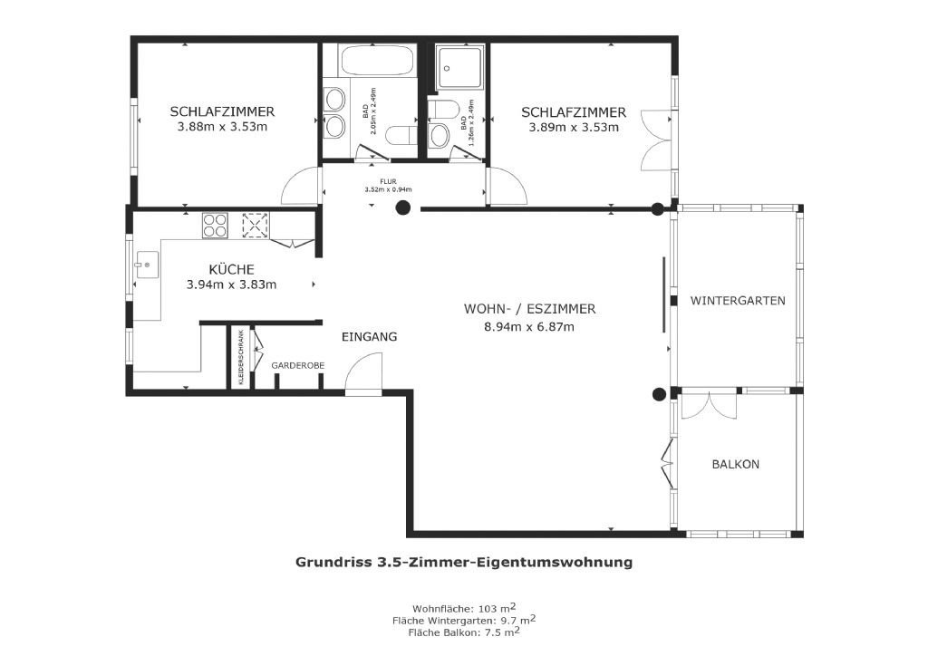 3 ½ rooms apartment