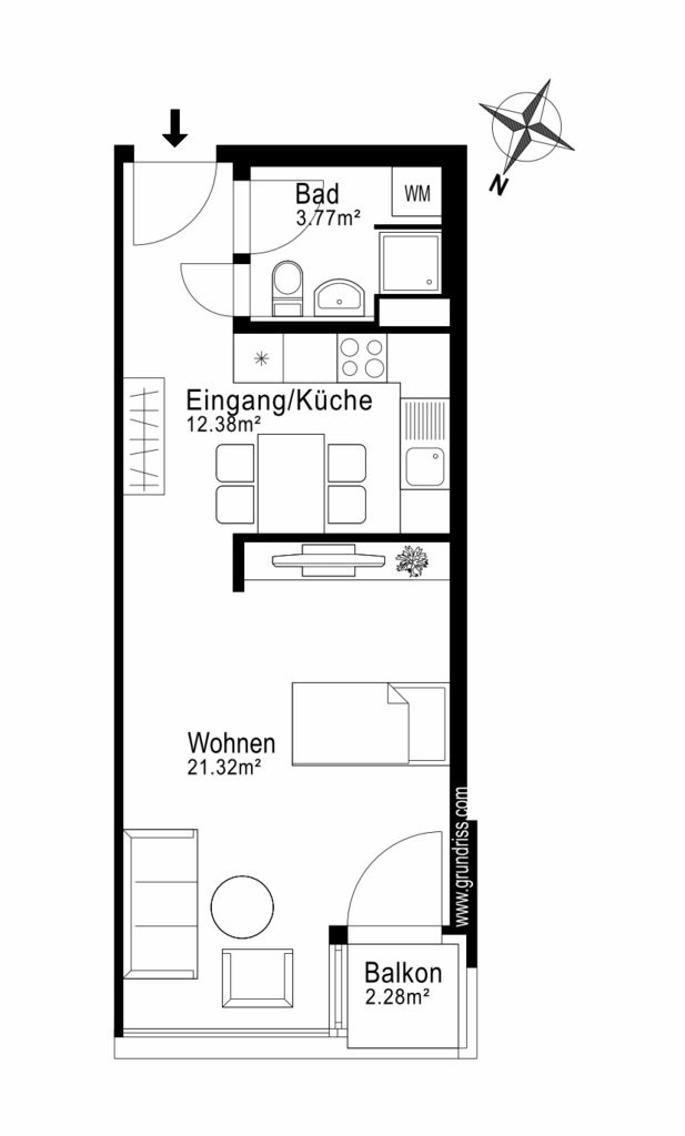 2 room apartment, Foto 5 von 5