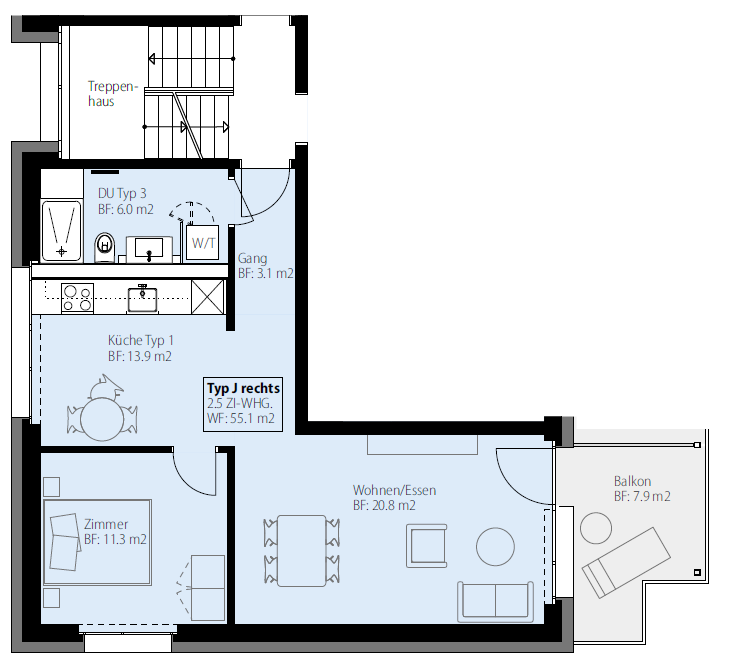 1 ½ rooms apartment