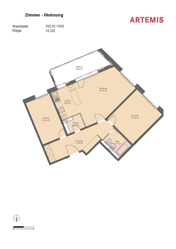 3 pièces appartement